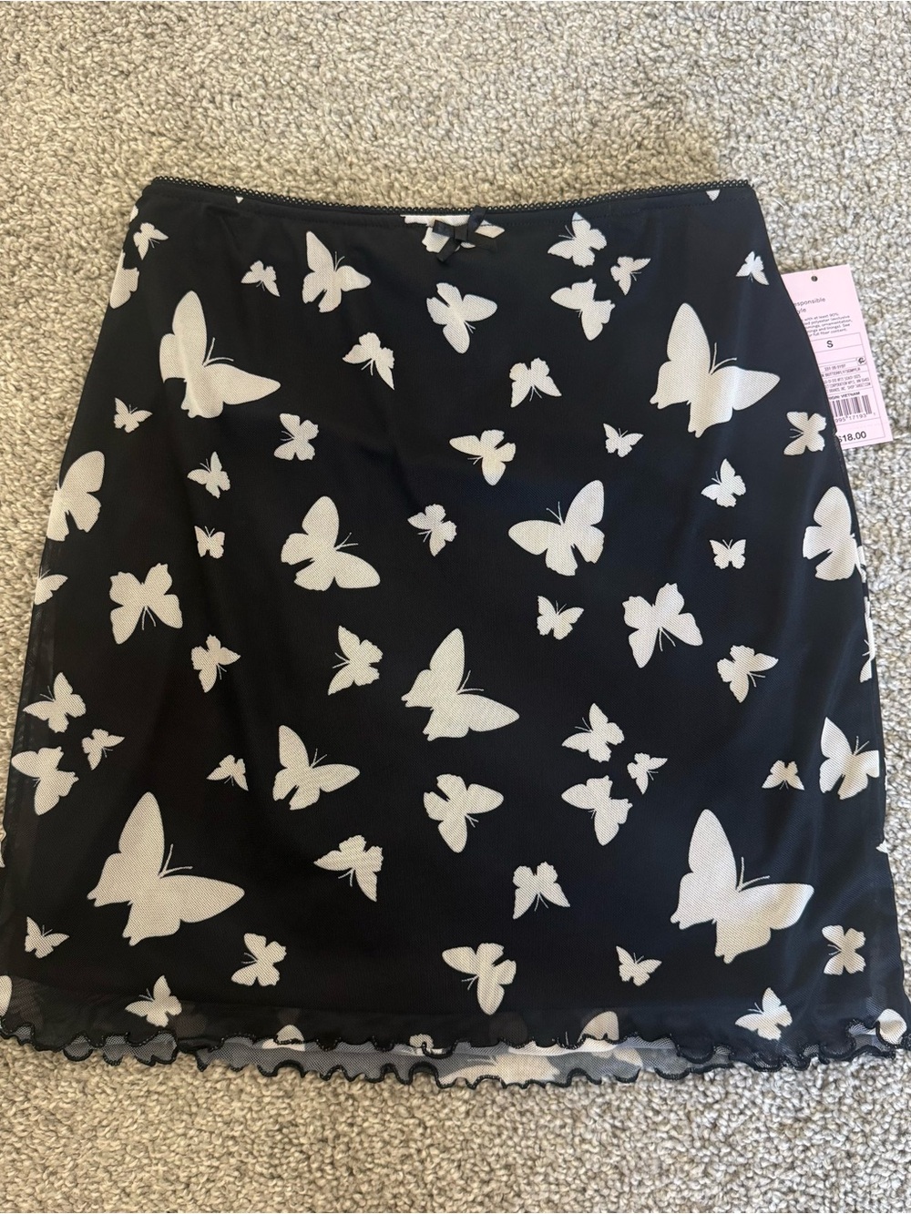 Target Black Mini Skirt with White Butterfly Print